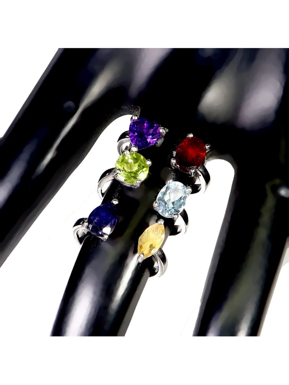 Genuine 4CT Gemstone Ring 7x5mm in Modern Open design 925 Sterling Silver Size 6
